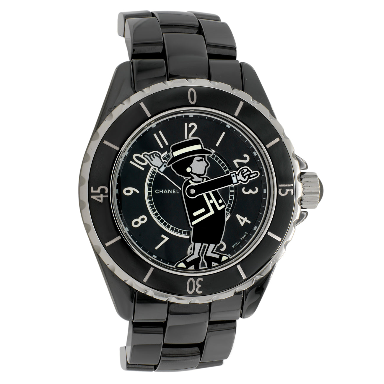 Exclusive Chanel Black Ceramic J12 Mademoiselle Automatic H5242 — Front View