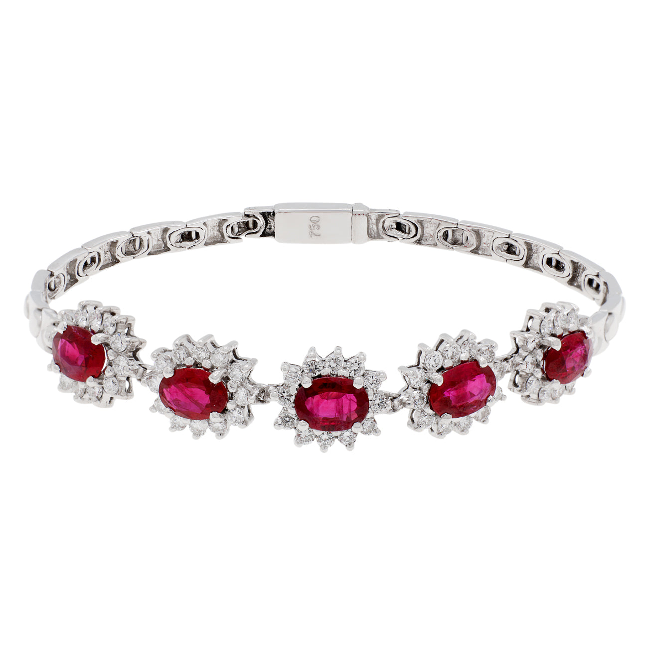 Exclusive 18K White Gold 4.05 Carat Ruby Bracelet — Front View
