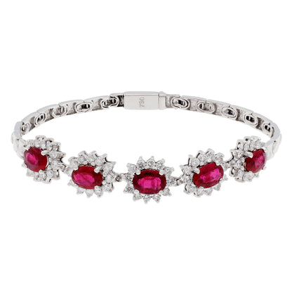 Exclusive 18K White Gold 4.05 Carat Ruby Bracelet — Front View