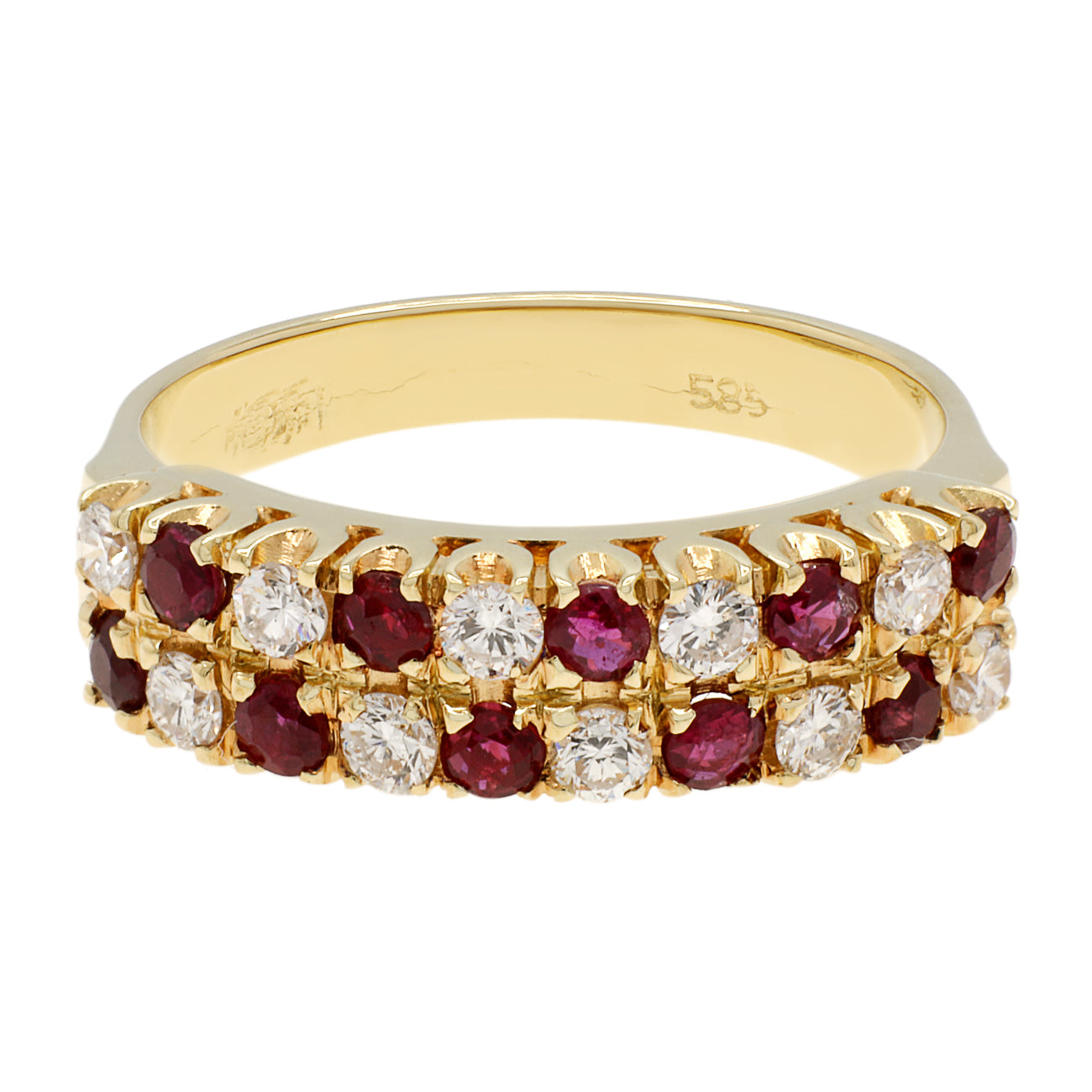 Exclusive 14K Yellow Gold Ruby Diamond Ring — 4 — Front View