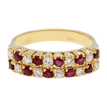Exclusive 14K Yellow Gold Ruby Diamond Ring — 4 — Front View