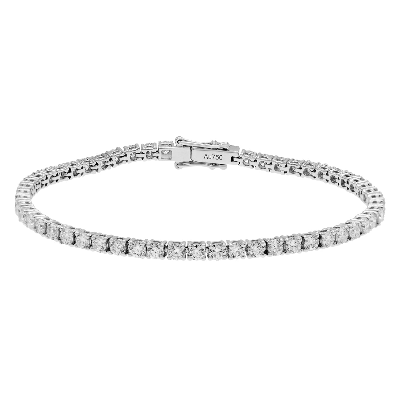 Exclusive 18K White Gold 2.80 Carat Tennis Bracelet — Front View
