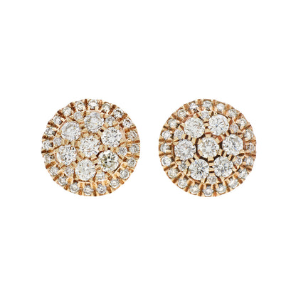Exclusive 14K Yellow Gold 0.90 Carat Cluster Diamond Earrings — Front View
