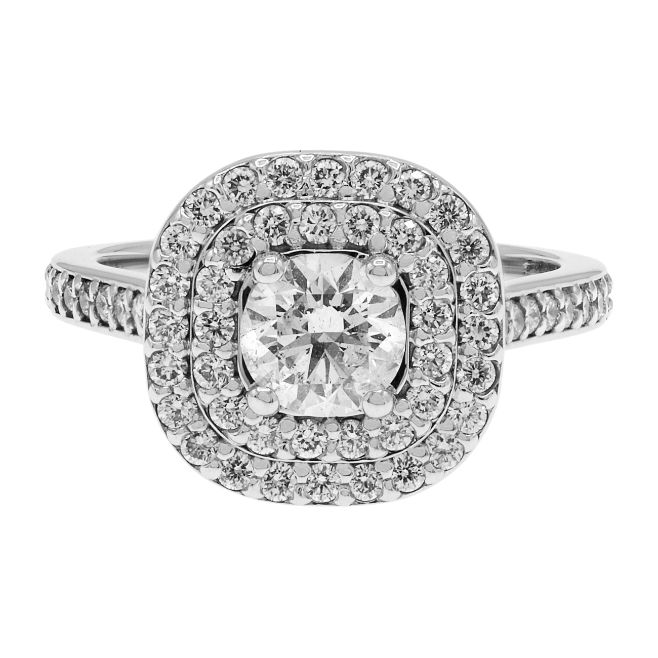 Exclusive 18K White Gold 0.50 Carat Halo Diamond Ring — 4 — Front View