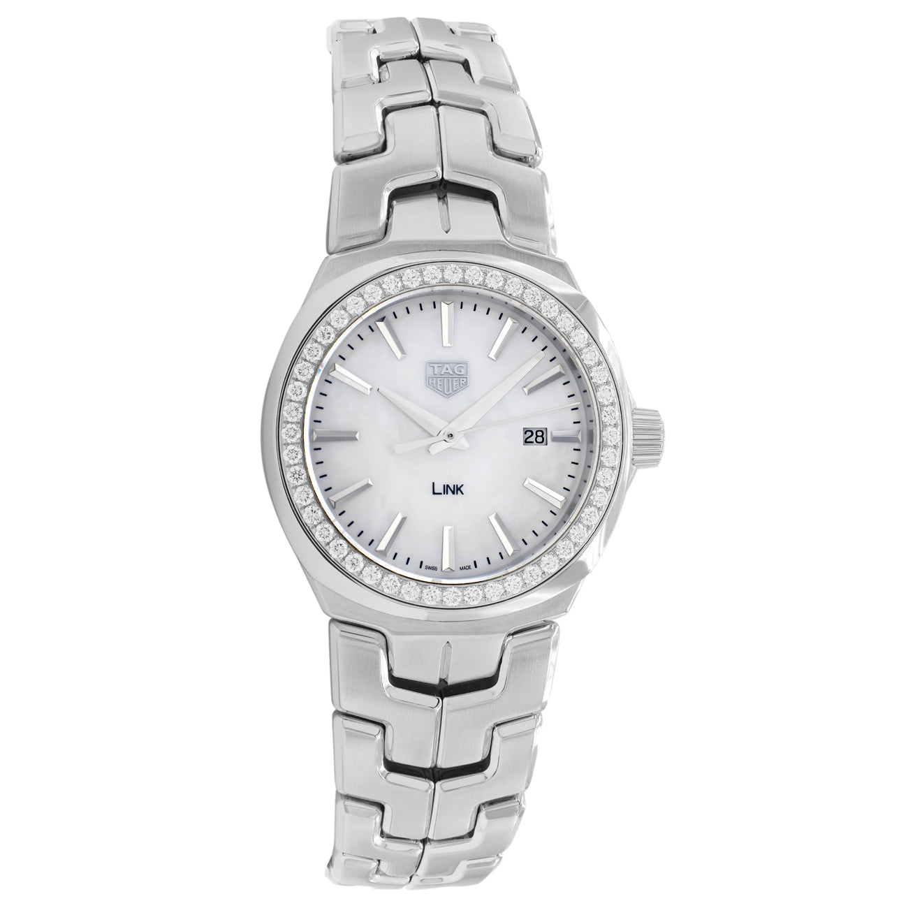 Exclusive Tag Heuer Stainless Steel Diamond Link Quartz WBC1314.BA0600 — Front View