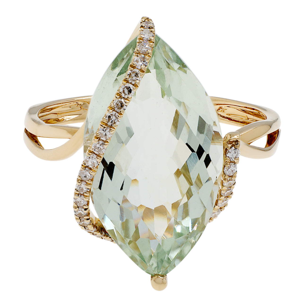 Exclusive 14K Yellow Gold 8.21 Carat Green Quartz Ring — 5 — Front View