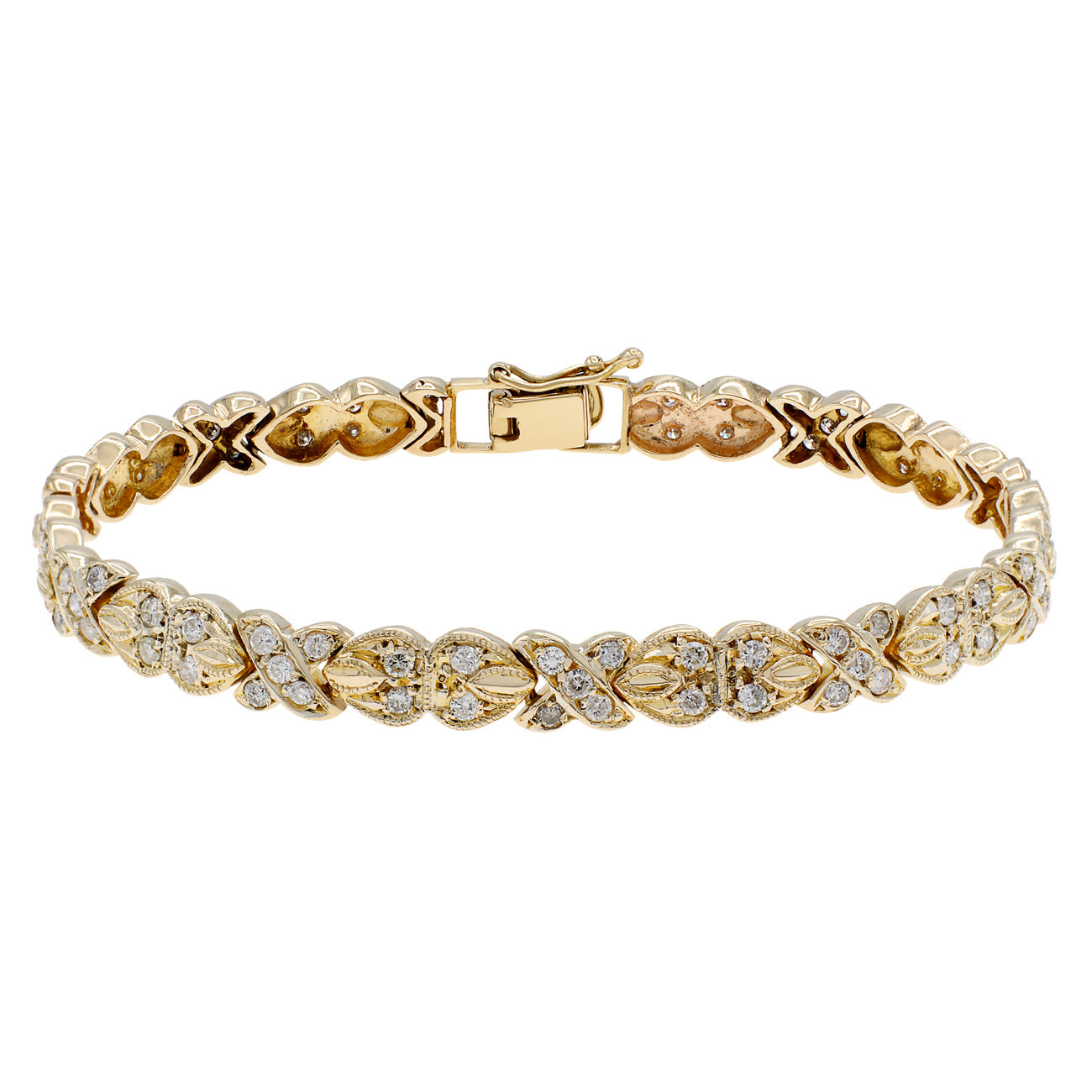 Exclusive 14K Yellow Gold 1.74 Carat X Link Bracelet — Front View