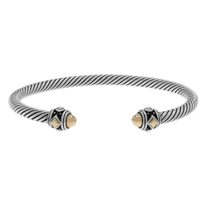 Exclusive David Yurman Sterling Silver 18K 4mm Renaissance Classic Cable Bracelet — Front View