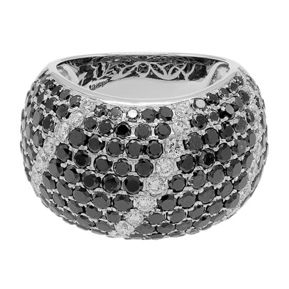 Exclusive 18K White Gold 4.21 Carat Black Diamond Bombe Ring — 6.25 — Front View