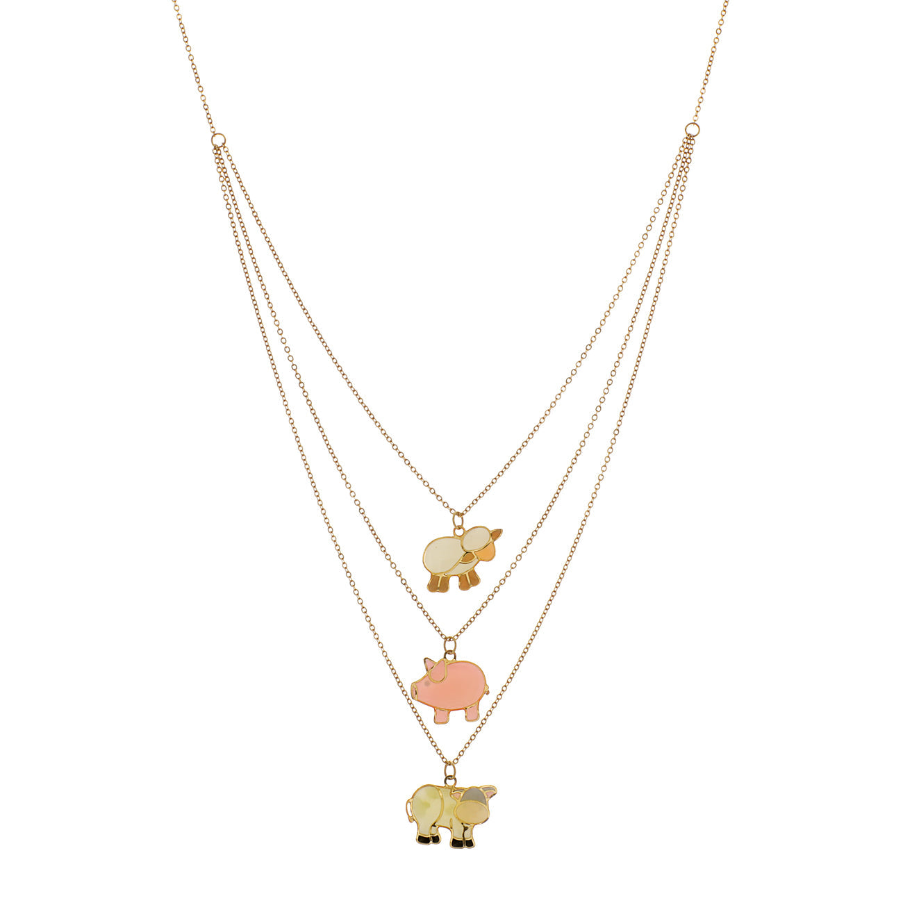 Exclusive 18K Yellow Gold Layered Animal Necklace — Front View