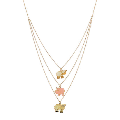 Exclusive 18K Yellow Gold Layered Animal Necklace — Front View