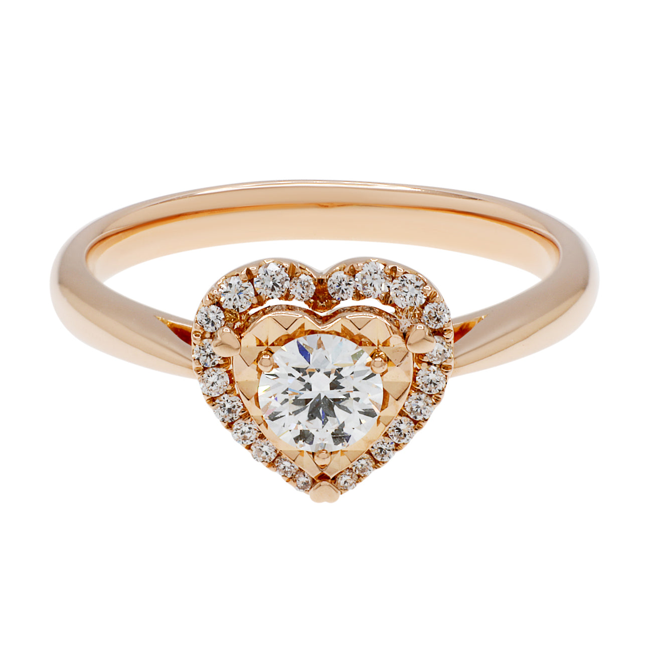Exclusive 18K Rose Gold Diamond Heart Ring — 3.25 — Front View