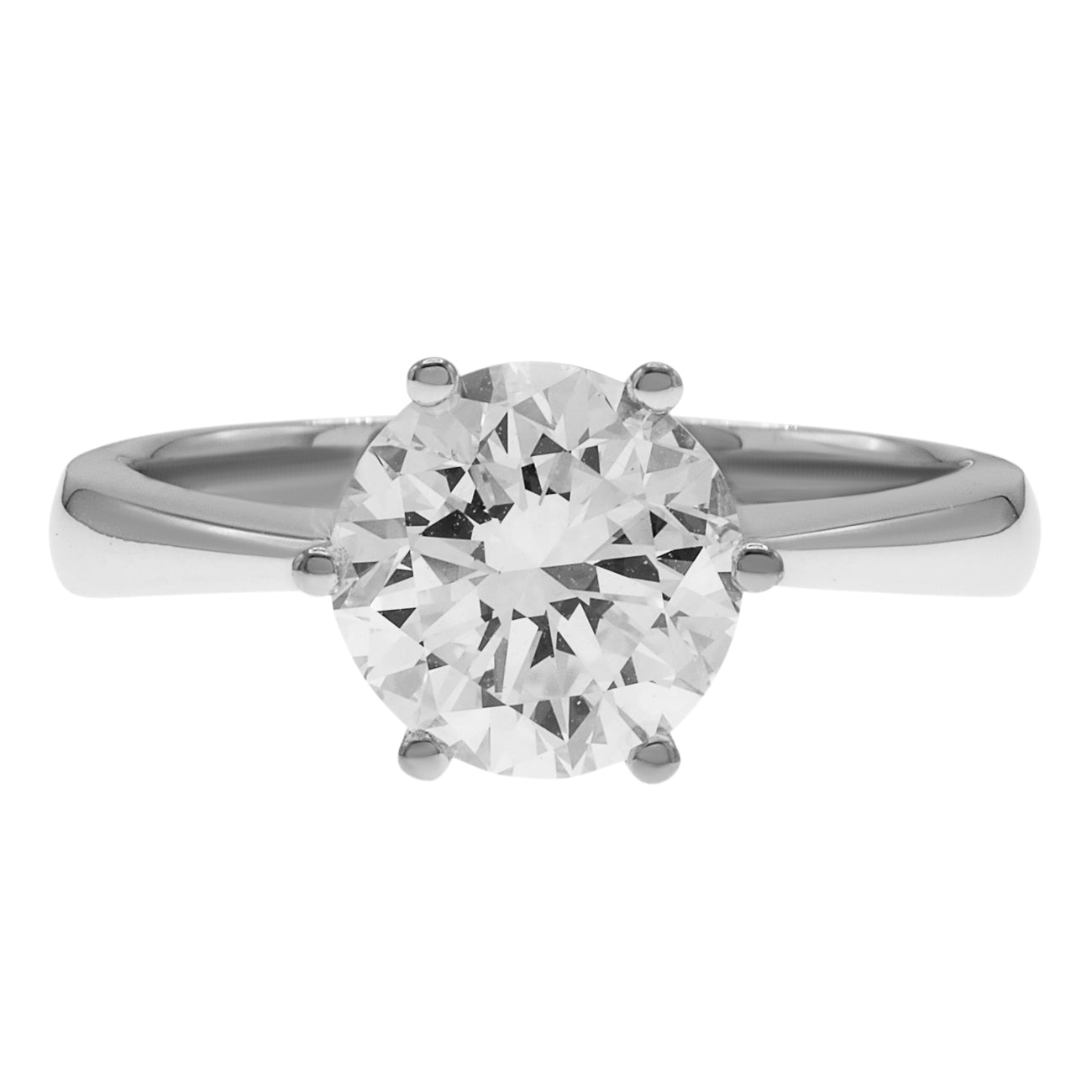 Exclusive 18K White Gold 1.58 Carat Solitaire Diamond Ring — 3.5 — Front View