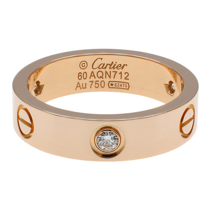 Exclusive Cartier 18K Rose Gold 3 Diamond Love Ring — Front View