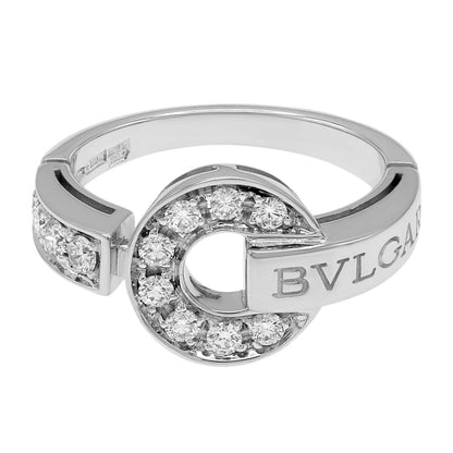 Exclusive Bulgari 18K White Gold Diamond Bvlgari Bvlgari Ring — Front View