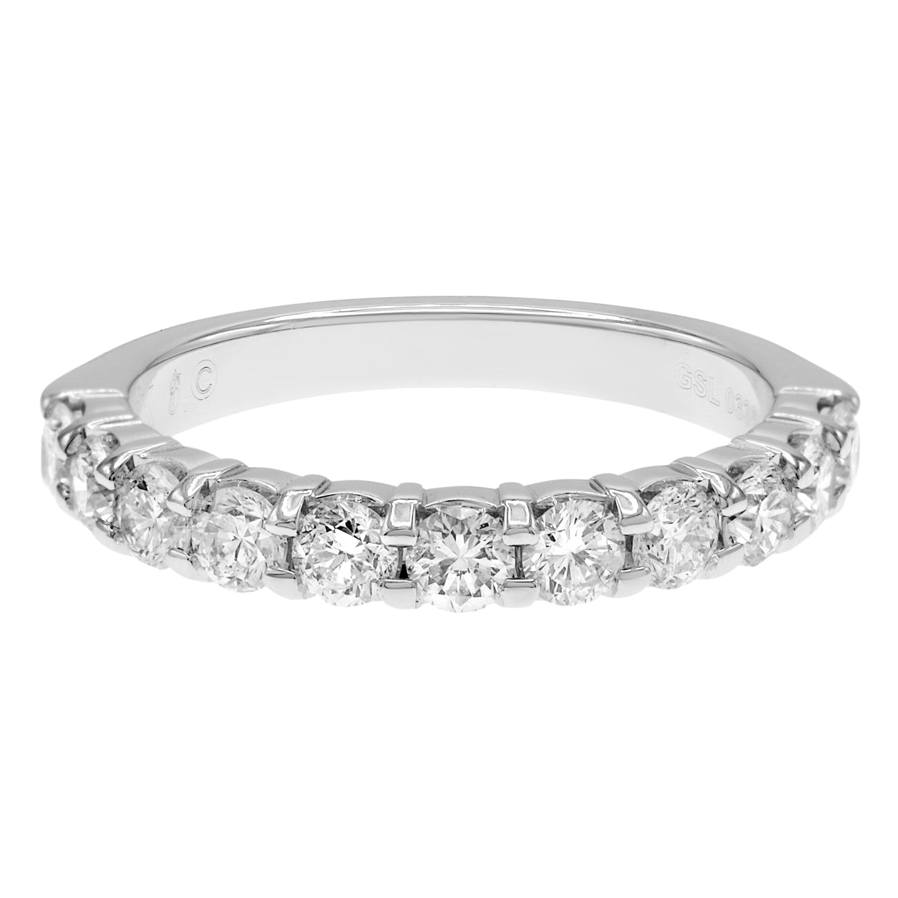 Exclusive 18K White Gold 1.00 Carat Diamond Band — 6 — Front View