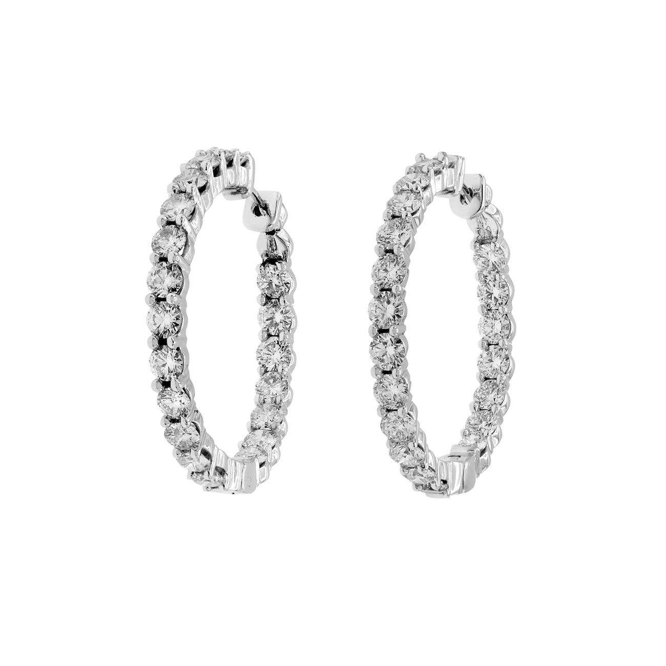 Exclusive 14K White Gold 8.00 Carat Diamond Hoop Earrings — Front View