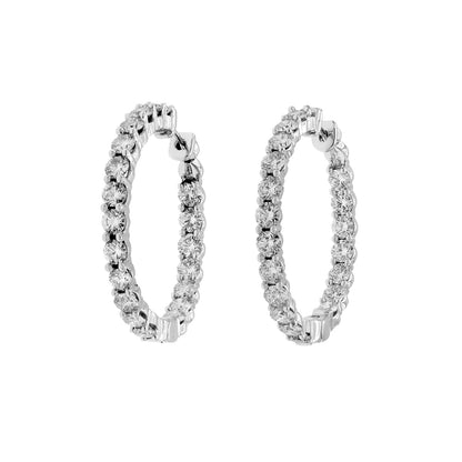 Exclusive 14K White Gold 8.00 Carat Diamond Hoop Earrings — Front View