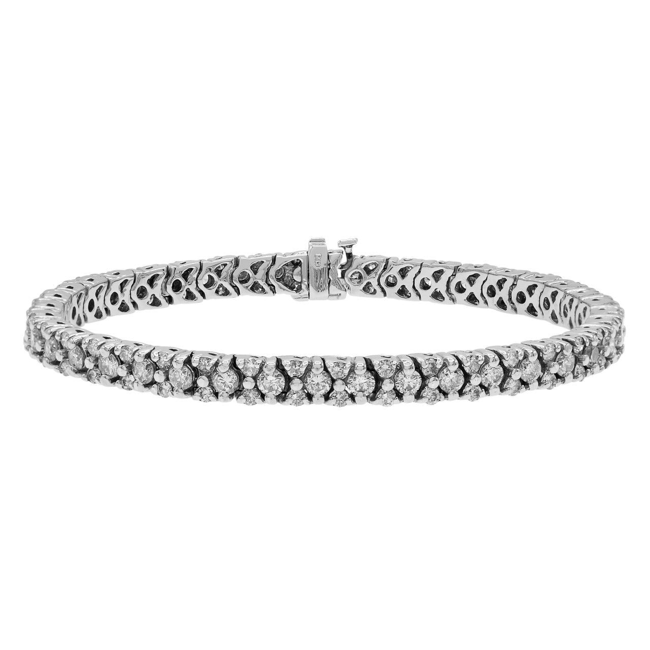 Exclusive 14K White Gold 6.24 Carat Tennis Bracelet — Front View