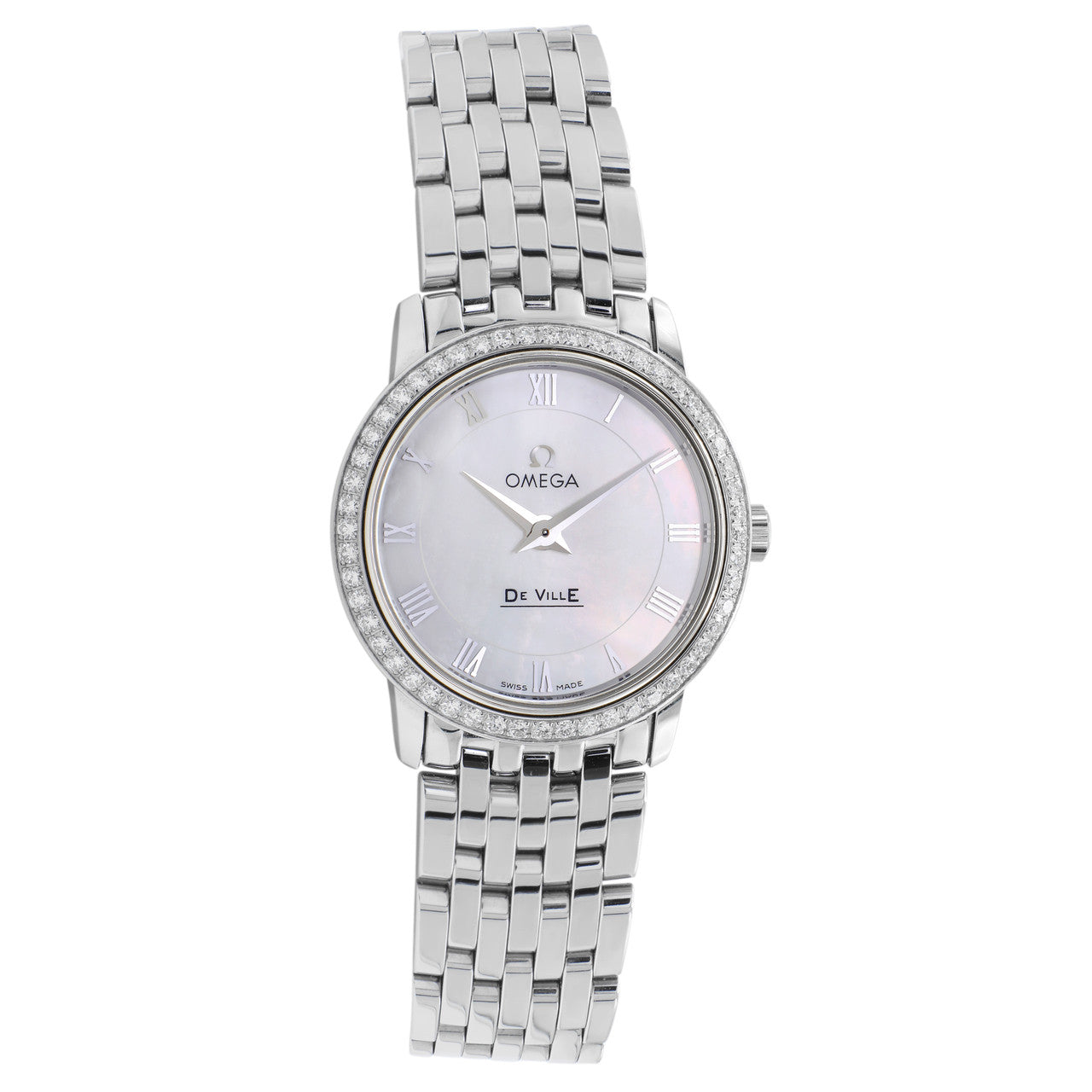Exclusive Omega Stainless Steel De Ville Prestige Quartz 413.15.27.60.05.001 — Front View