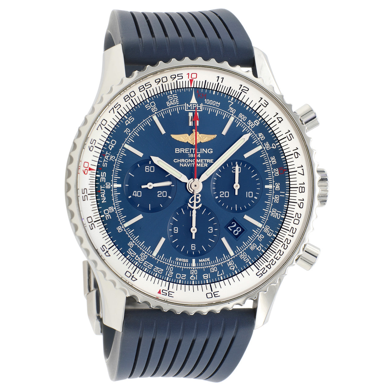 Exclusive Breitling Stainless Steel Navitimer B01 Chronograph AB0127 — Front View