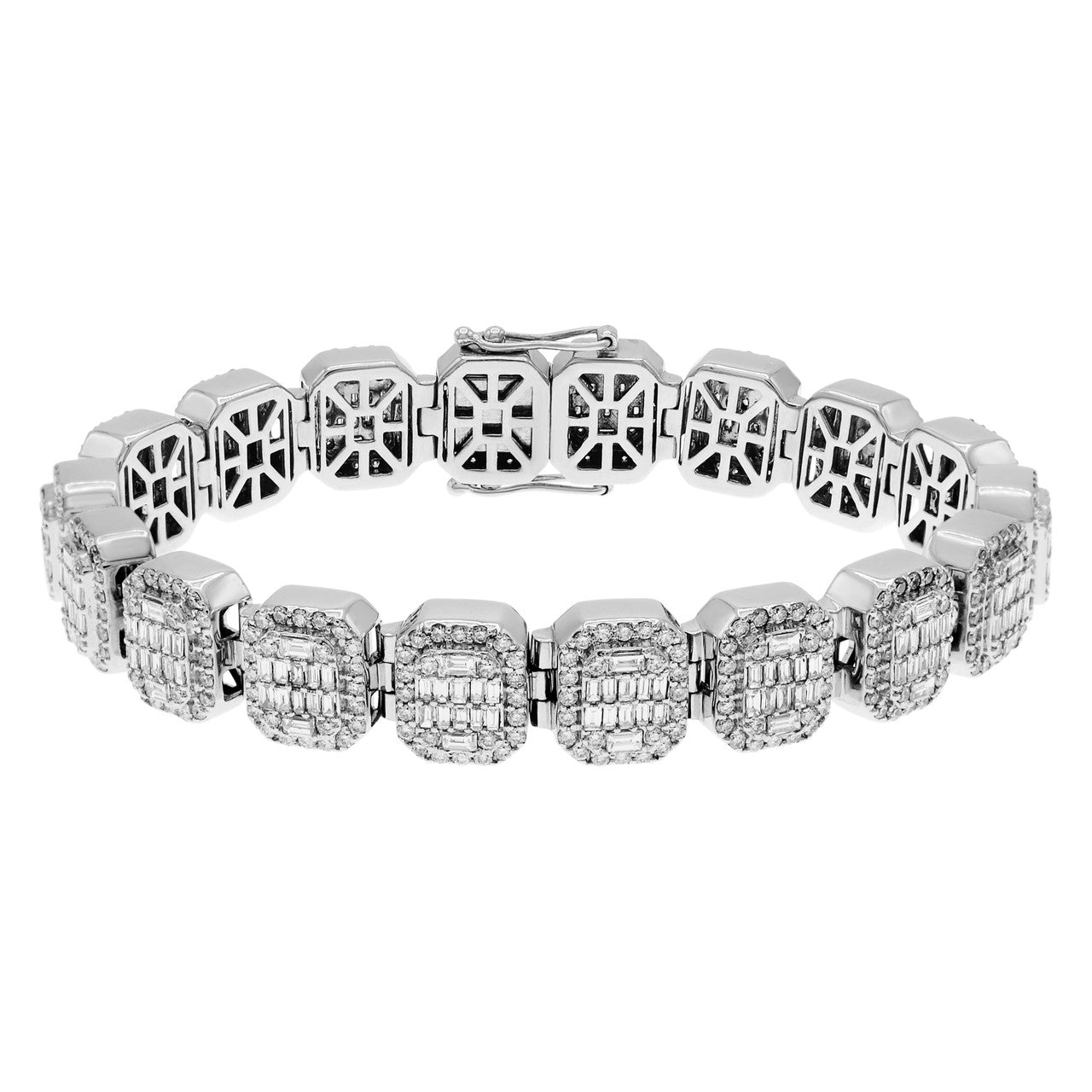 Exclusive 14K White Gold 6.96 Carat Octagonal Diamond Bracelet — Front View