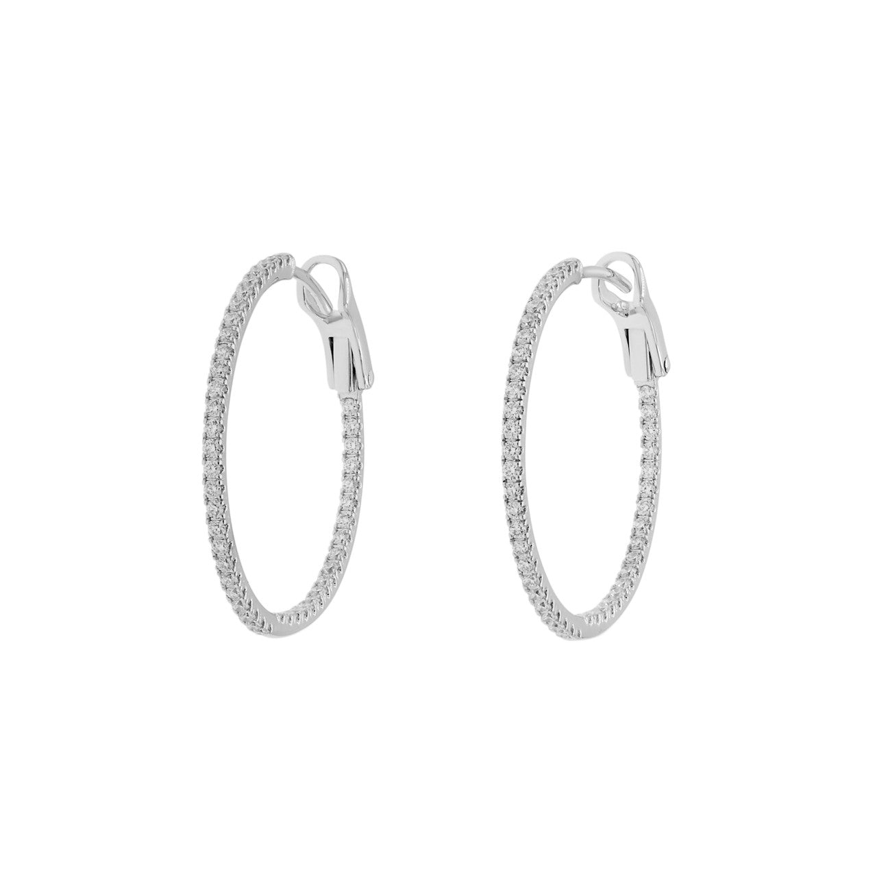 Exclusive 18K White Gold 0.65 Carat Hoop Earrings — Front View