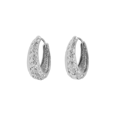 Exclusive 18K White Gold Hoop Earrings — Side View