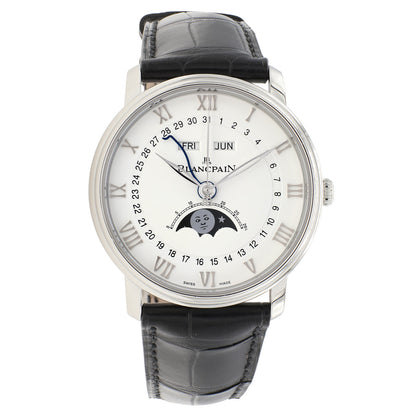 Exclusive Blancpain Stainless Steel Villeret Quantieme Complet 6654a-1127-55b — Front View
