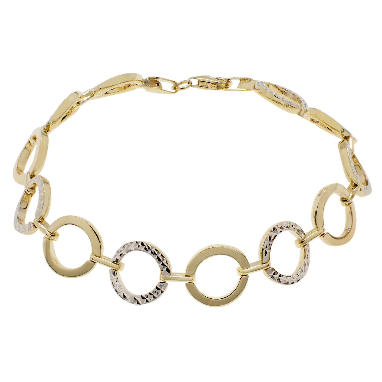 Exclusive 10K Yellow & White Gold Circle Link Bracelet — Front View