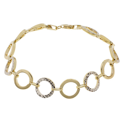 Exclusive 10K Yellow & White Gold Circle Link Bracelet — Front View