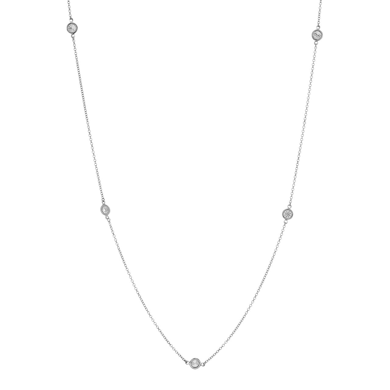 Exclusive Tiffany & Co. Platinum Diamonds by the Yard 5 Diamond Necklace — Side View