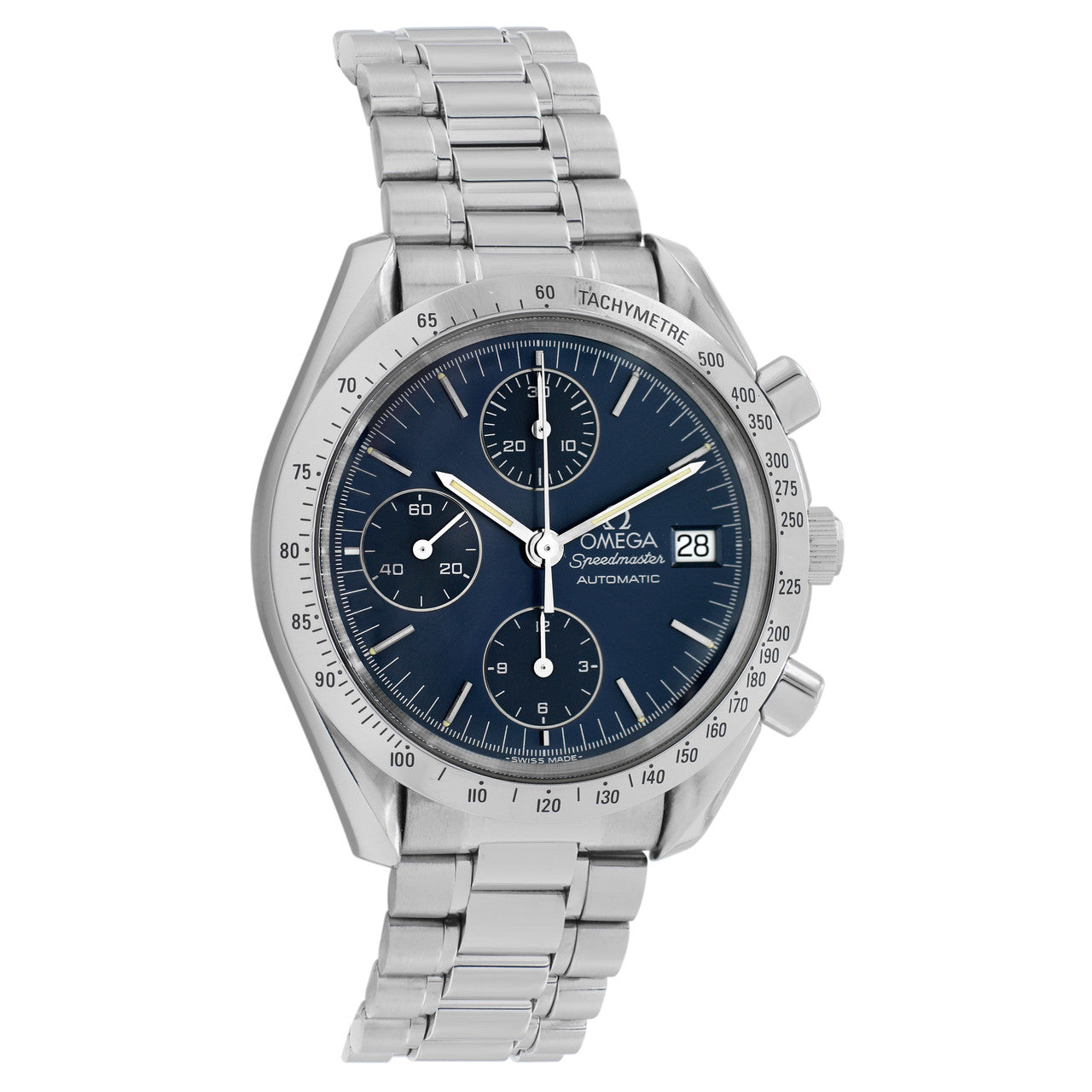Exclusive Omega Stainless Steel Speedmaster Date 3511.80.00 — Front View