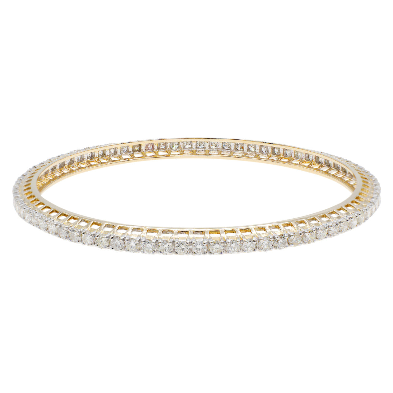 Exclusive 14K Yellow Gold 5.14 Carat Diamond Bangle — Front View