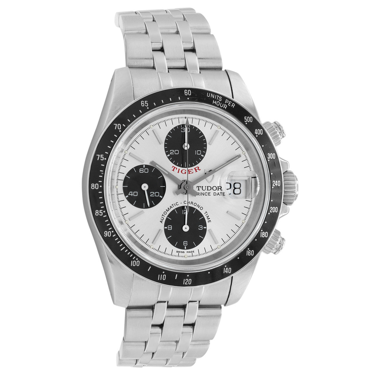 Exclusive Tudor Stainless Steel Tiger Prince Date 79260 — Front View