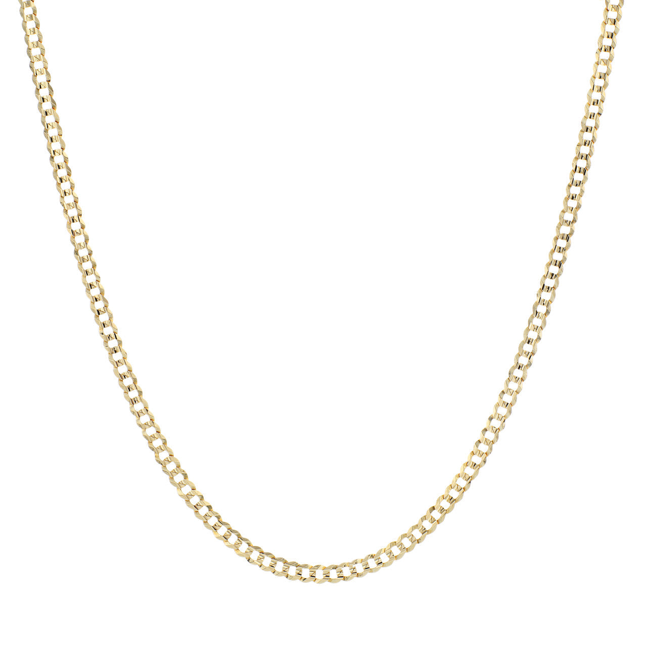Exclusive 10K Yellow Gold Curb Link Chain   Necklace — Front View