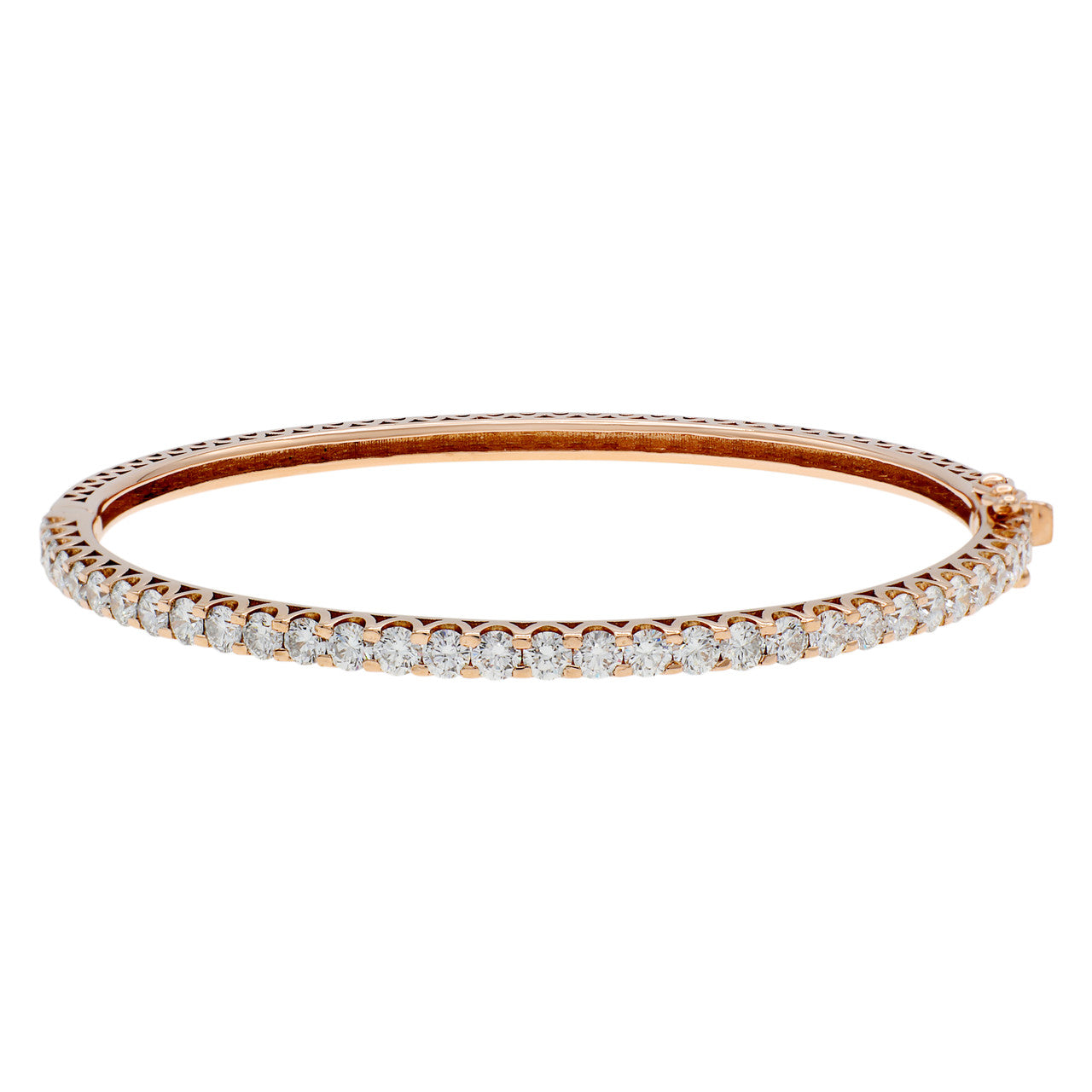 Exclusive 18K Rose Gold 3.10 Carat Diamond Bangle — Front View