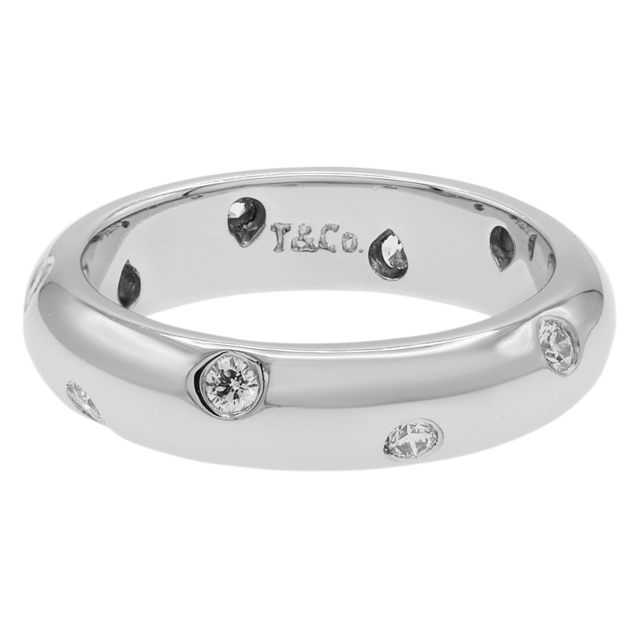 Exclusive Tiffany & Co. Platinum Diamond 4mm Etoile Ring — Front View