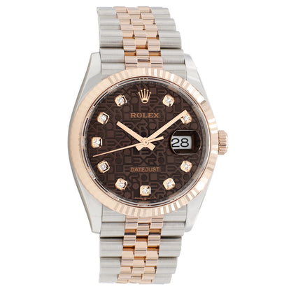 Exclusive Rolex 18K Rose Gold Stainless Steel Datejust 36 126231 — Front View
