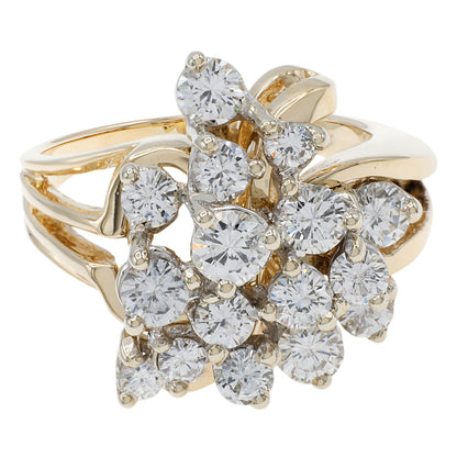 Exclusive 14K Yellow Gold 1.73 Carat Diamond Cluster Ring — 4.25 — Front View