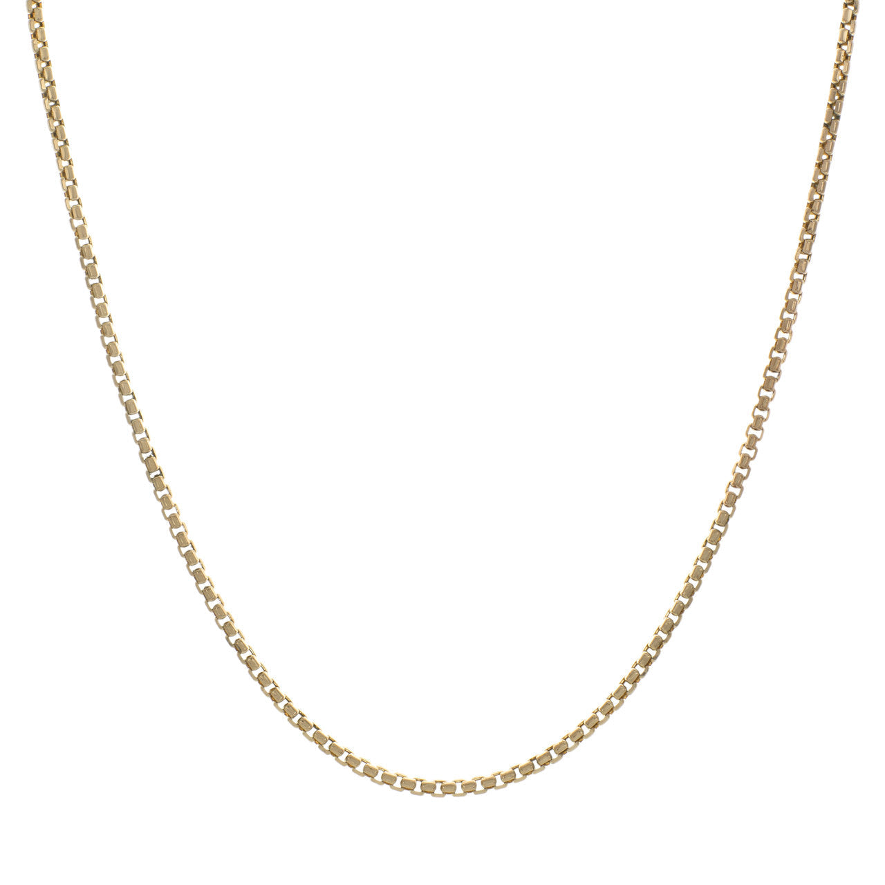 Exclusive 14K Yellow Gold Gold Box Link Chain  Necklace — Front View
