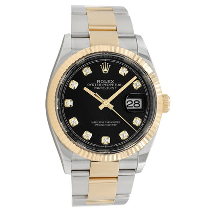 Exclusive Rolex 18K Yellow Gold Stainless Steel Diamond Datejust 36 126233 — Front View