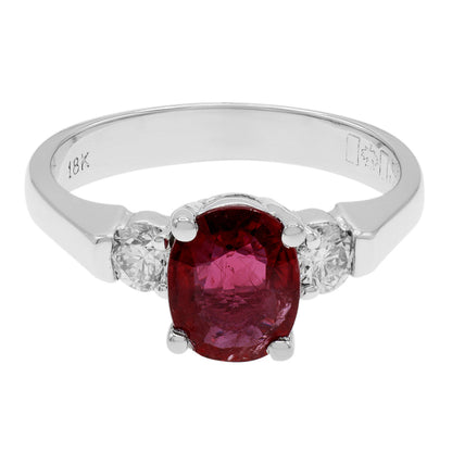 Exclusive 18K White Gold 1.13 Carat Ruby Diamond Ring — 5.5 — Front View