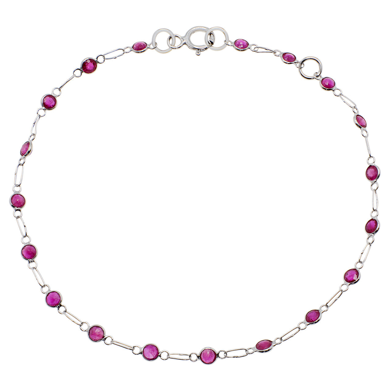 Exclusive 18K White Gold 1.78 Carat Ruby Bracelet — Front View