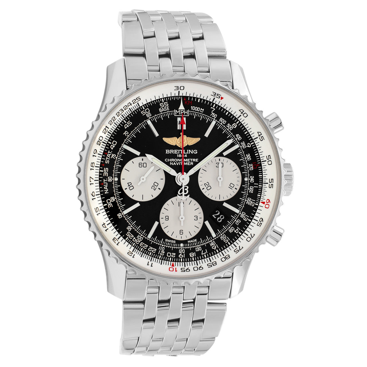 Exclusive Breitling Stainless Steel Navitimer 01 AB012012/BB01 — Front View