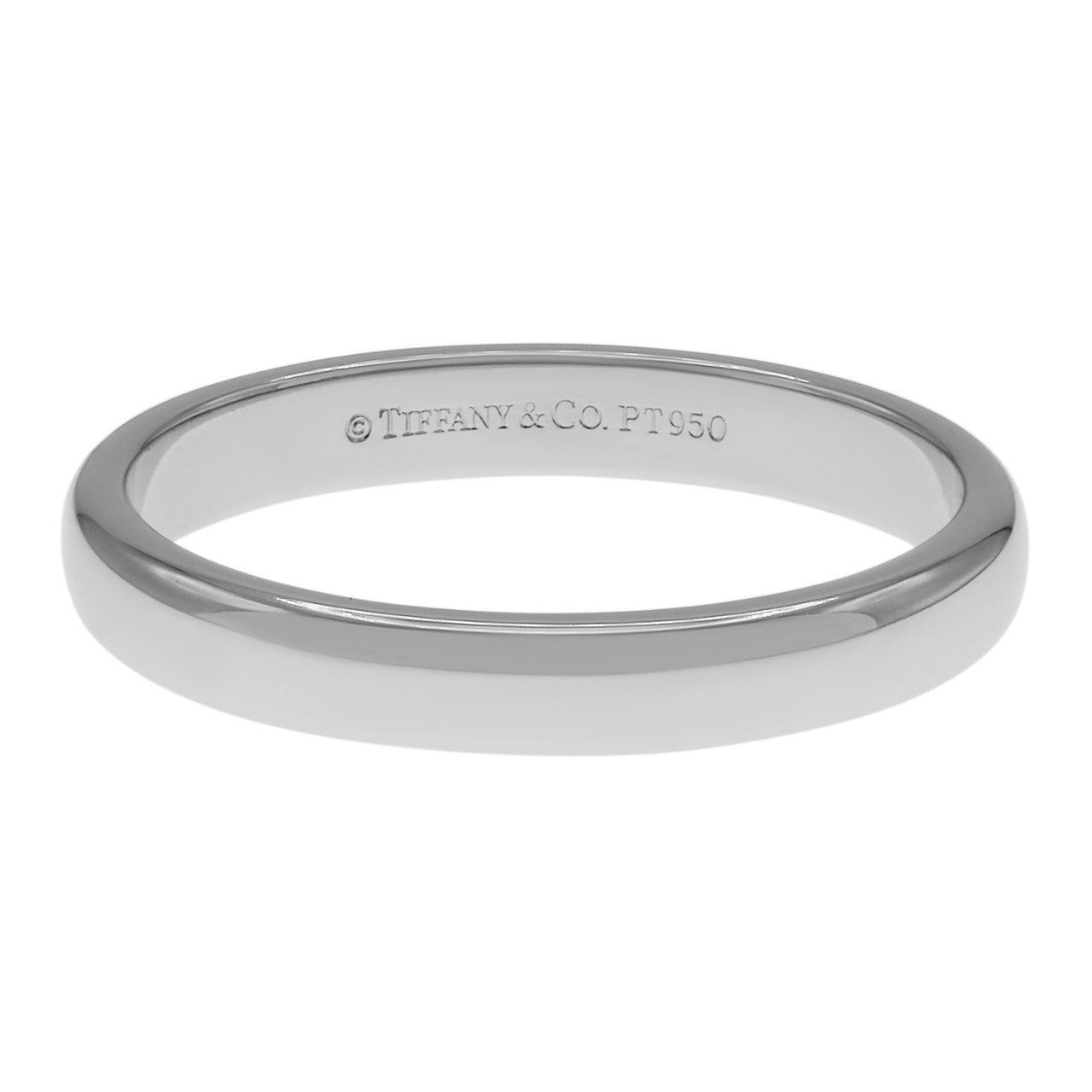 Exclusive Tiffany & Co. Platinum 3mm Wedding Band Ring — Front View