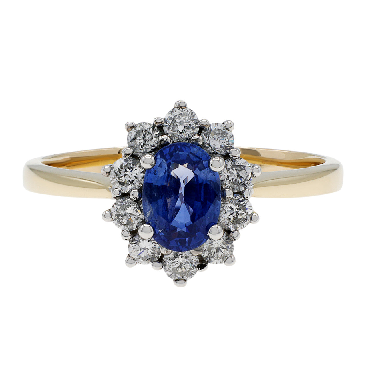 Exclusive 14k Yellow Gold 1.00 Carat Sapphire & Diamond Ring — 7 — Front View