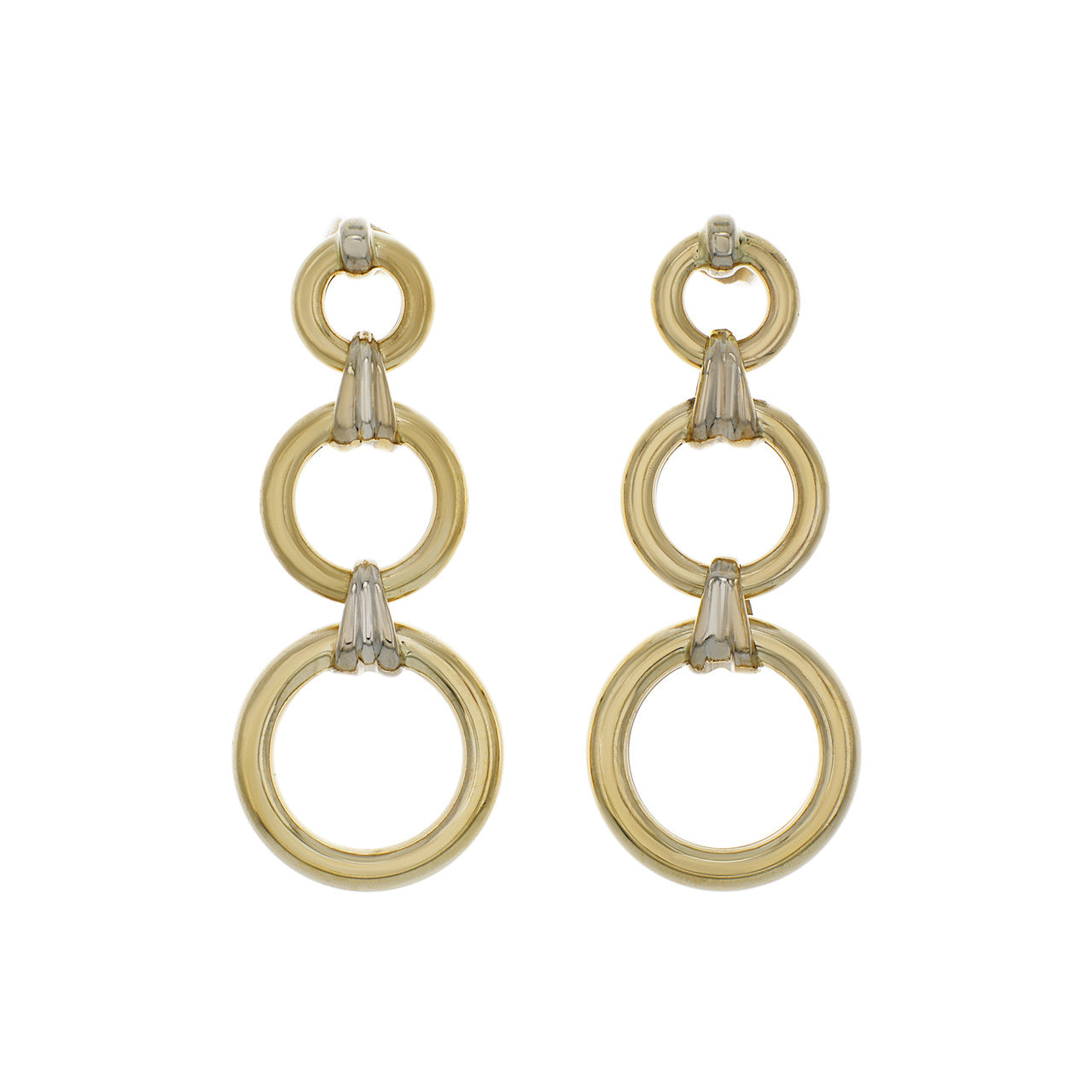 Exclusive 14K Yellow/White Gold Hoop Drop Earrings — Front View