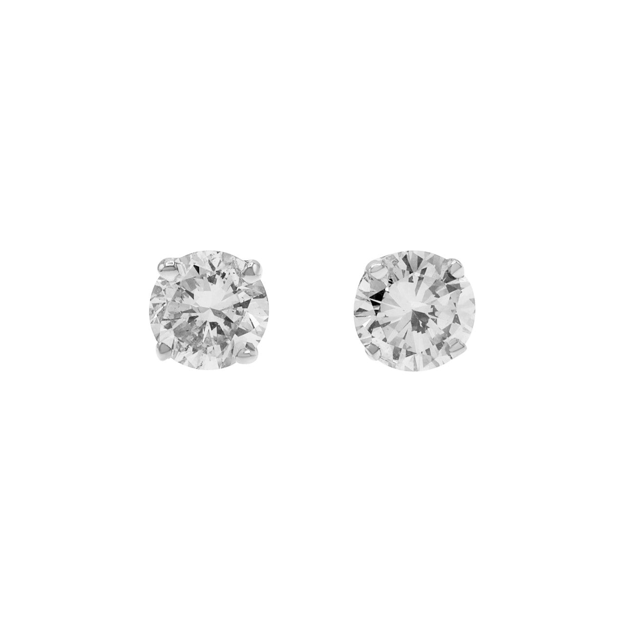 Exclusive 14K White Gold 0.85 Carat Diamond Stud Earrings — Front View