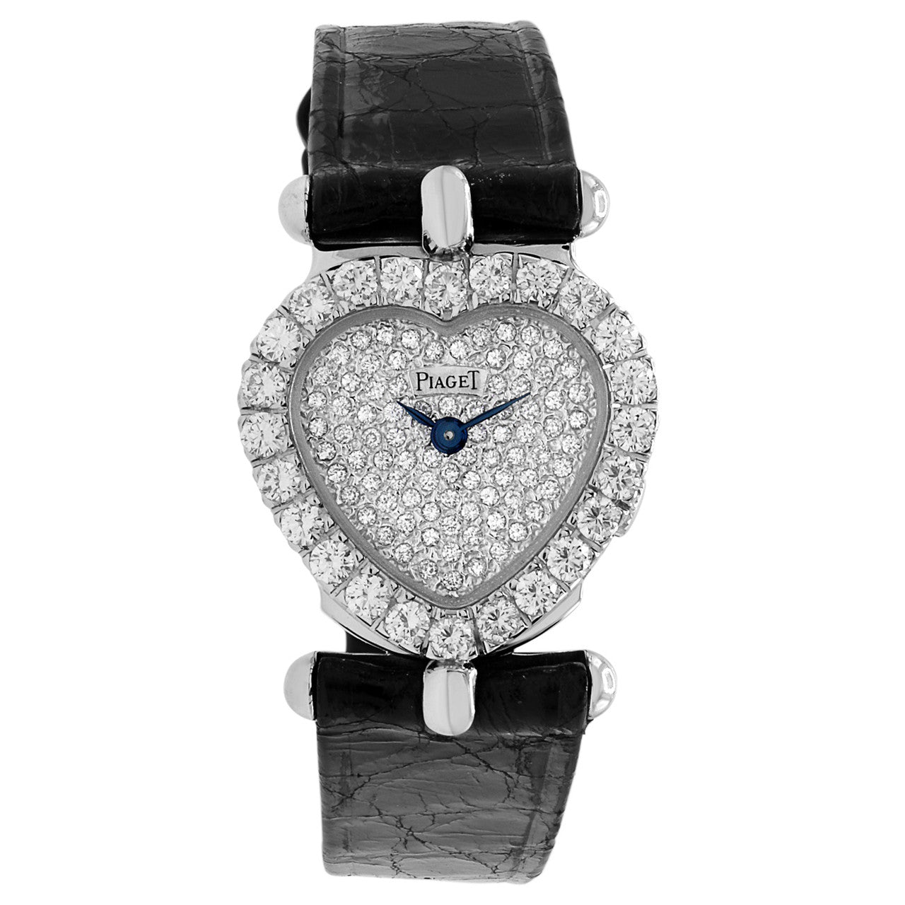 Exclusive Piaget 18K White Gold Diamond Heart Quartz Watch — Front View